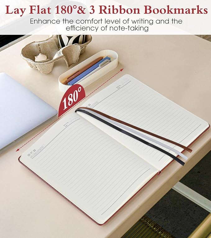PAIBAS Lined Journal Notebook for Women Men, 160 Pages, A5 Hardcover Vintage Leather Journaling Notebooks for Work, School, Note Taking, Travel, Bible Study, Daily Diary for Writing 5.8"x8.5" (Brown)