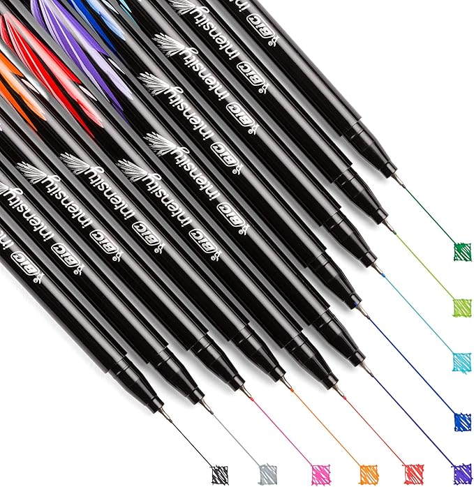 BIC Intensity Fineliner Marker Pen, Fine Point (0.4mm), Assorted Colors, Clean & Crisp Writing, 6-Count (Pack of 2)