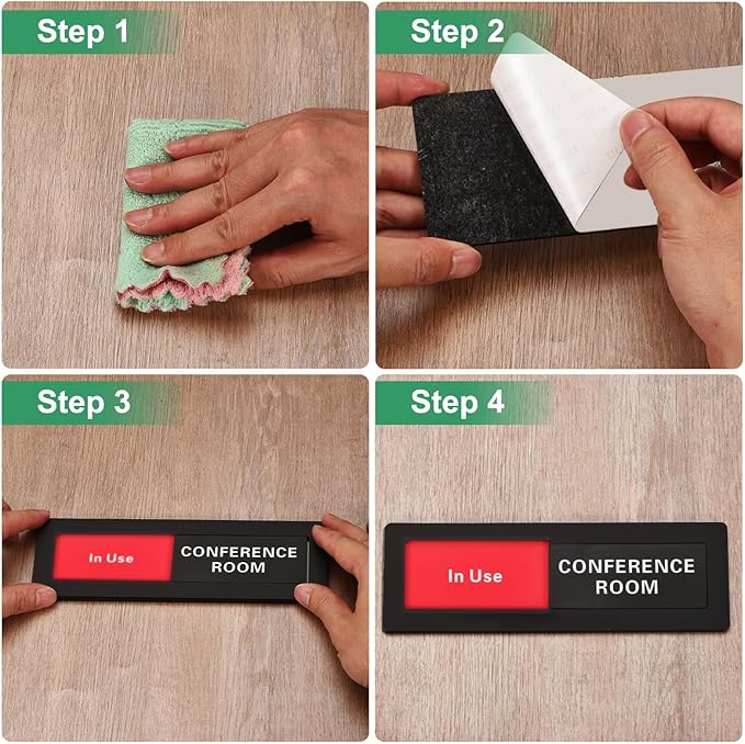 PATIKIL Office Door Signs, Meeting Room Available in Use Sign Acrylic Self-Adhesive Office Supplies Sticker for Meeting Room Home Library, Silver, Black Letters, 1 Pcs