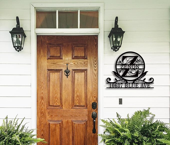 Personalized House Number Monogram Sign, Custom Address Sign with Last Name, House Numbers for Outside, Address Plaques for House，Address Numbers for Houses
