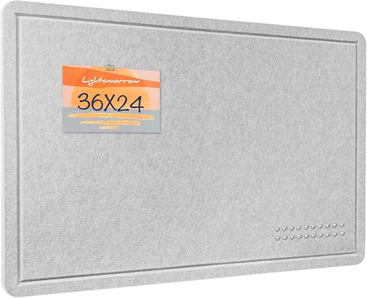 Bulletin Board, 36 x 24 Inches Felt Pin Board, Cork Alternative for Wall, 3' x 2' Foldable Self-Adhesive Vision Board with 20 Pushpins - Light Gray