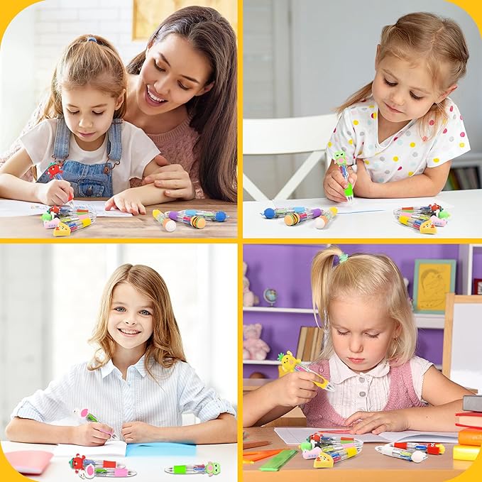 LiYiQ 25 Pcs Multicolor Pen in One Fun 4-in-1 Cute Pens Bulk Kawaii Cool Ballpoint Pens for Kids Fun Gifts (25)