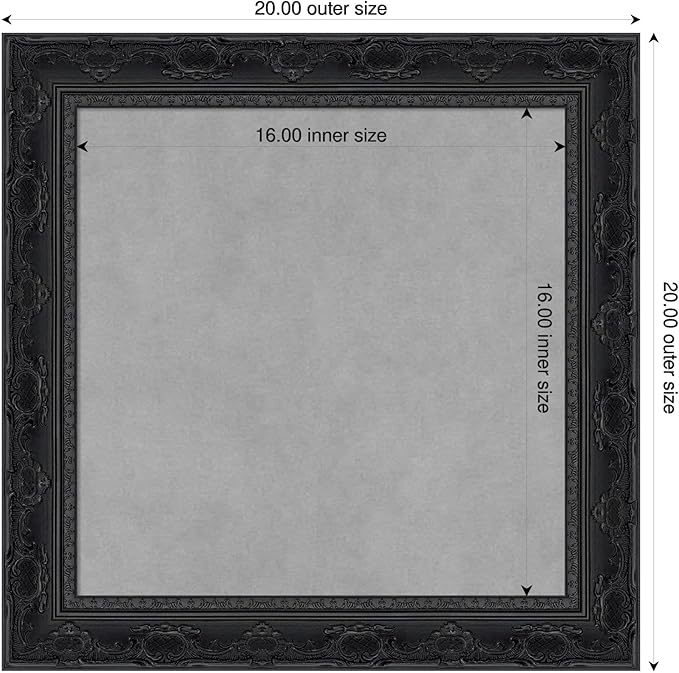 Amanti Art Black Framed Magnetic Board 20x20 Small Vision Board for use with Magnets, 100% Metal Sheet to Display Items as Office Decor or for Home Organization in mudroom, Kitchen or Kids Room