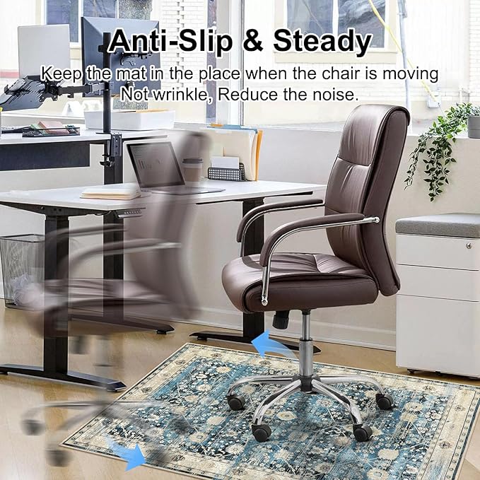 Anidaroel Home Office Chair Rug for Hardwood Floor, 36"x48" Rolling Chair Protector, Computer Gaming Rug, Low Pile Carpet Floor Mat