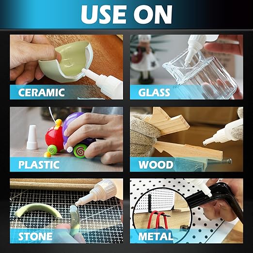 Thin Super Glue 1 oz, All Purpose Clear Liquid CA Glue Repair Wood Ceramic Glass Plastic, Heavy Duty Cyanoacrylate Adhesive for 3D Print PLA Shoe Metal Craft, Strong Bond and Instant Superglue