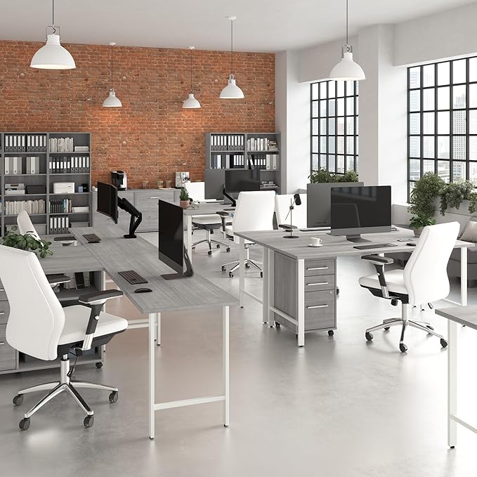 Bush Business Furniture Hustle 72W x 30D Computer Desk and Storage Cabinet with Drawers and Shelves in Platinum Gray, Modular Office Table for Home and Professional Workspace