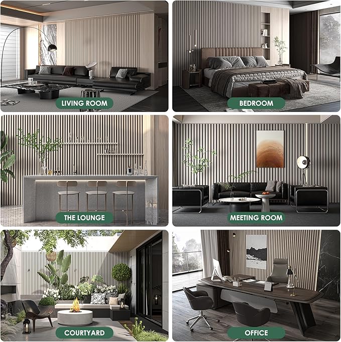VallisCo 4-Piece Wood Slat Acoustic Panels for Stylish Interior Decor & Noise Reduction - 94.5" x 7.87" 3D Solid Wood Wall Panels for Ceiling and Wall, Covers 20.66 Sq Ft, Light Brown