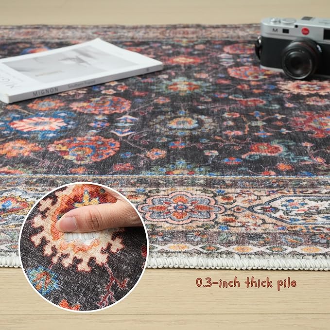 Rugcomf Runner Rug for Hallways Kitchen Rug Non Slip 2'6''x8' Washable Rugs with Rubber Backing Soft Carpet Runner for Hallways, Kitchen, Laundry, Bedroom, Bathroom (Dark Espresso)