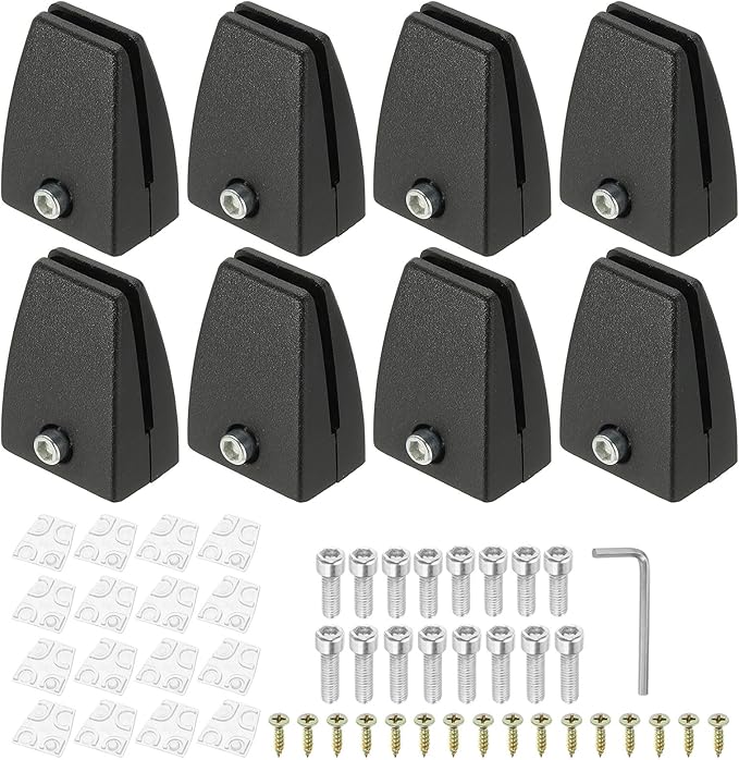 PATIKIL 1.7x1.3x2.4" Desk Divider Support Clamp, 8 Pcs Aluminum Desk Shield Clamp Desk Divider Partition Clamp Sneeze Guard Clamp Bracket for Office Home Desk Panel, Black