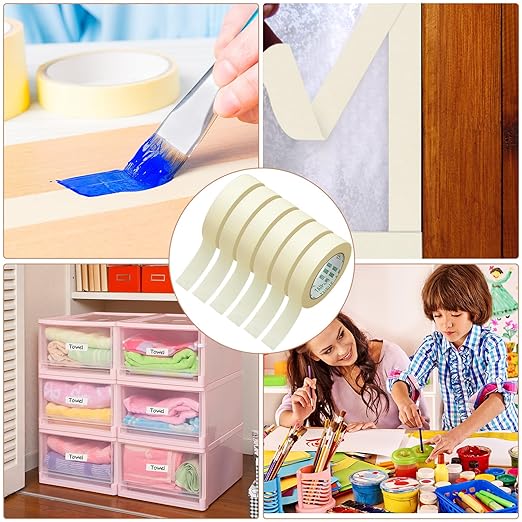 Fainne Masking Tape Bulk General Purpose Masking Painting Tape 55 Yards for Painting Home Office School Stationery Arts Crafts Basic Use, Easy Removal(72 Rolls,0.8 Inch)
