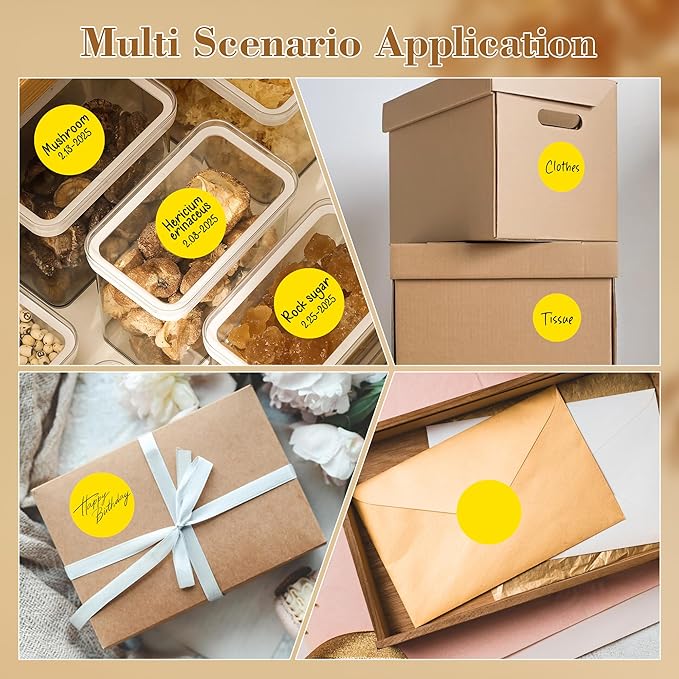 2 Inch Color Coding Round Labels (2000Pcs, 4 Rolls) - Round Colored Dot Stickers for Inventory, Pantry, Warehouse Organization - Yellow Circle Dot Labels