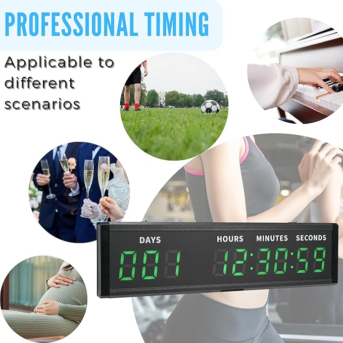 Large Display Digital Countdown Clock, LED Large Display Count Up/Count Down Timer, 999 Days Countdown Calendar for Christmas Retirement Birthday Event Timer with Remote Control (Green)