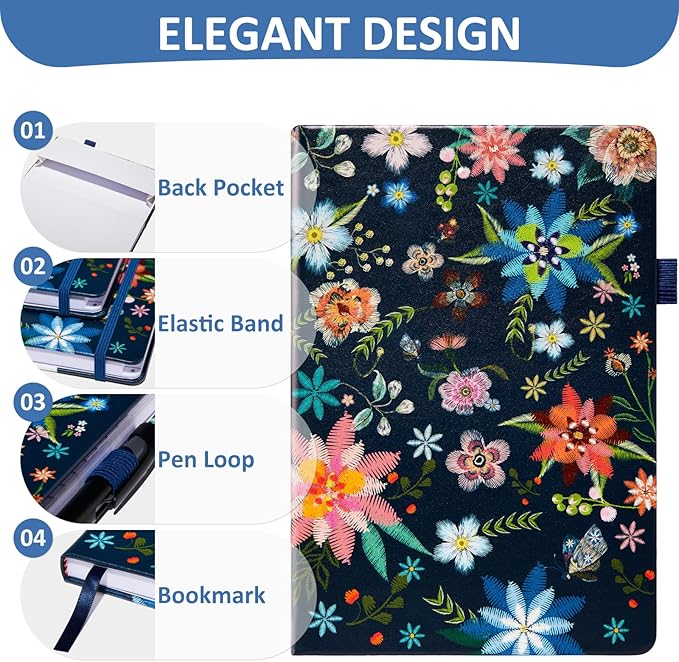 Comkiso Address Book with Individual Alphabetical Tabs Laminated, Large Print Address Book with 468 Wide Lining Entry Spaces, Change of Address Labels, Hardcover Address Book 5.7 x 8.5" - Bloom