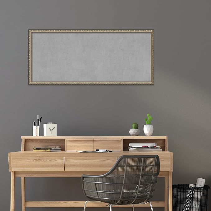 Amanti Art Silver Framed Magnetic Board 22x50 Oversize Vision Board for use with Magnets, 100% Metal Sheet to Display Items as Office Decor or for Home Organization in mudroom, Kitchen or Kids Room