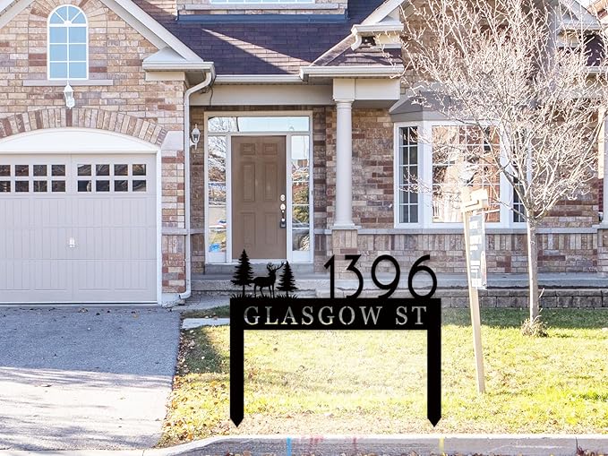 Personalized Metal Address Sign with Stakes, Custom House Number Sign for Yard, Metal Address Stake Sign, Outdoor Garden Address Sign, Custom Number Sign for Home, Unique Garden Gift