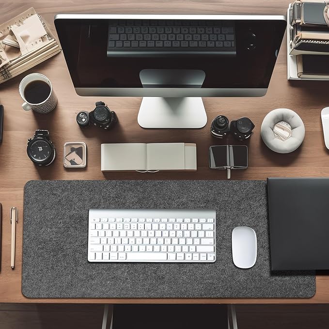 2 PCS Large Felt Desk mat, 40''x16'' with Non-Slip Full Desk Mouse Pad,Office Computer Desk for Keyboard Mat,Felt Desk Mat for Desk Pad Protector（100x40cm）