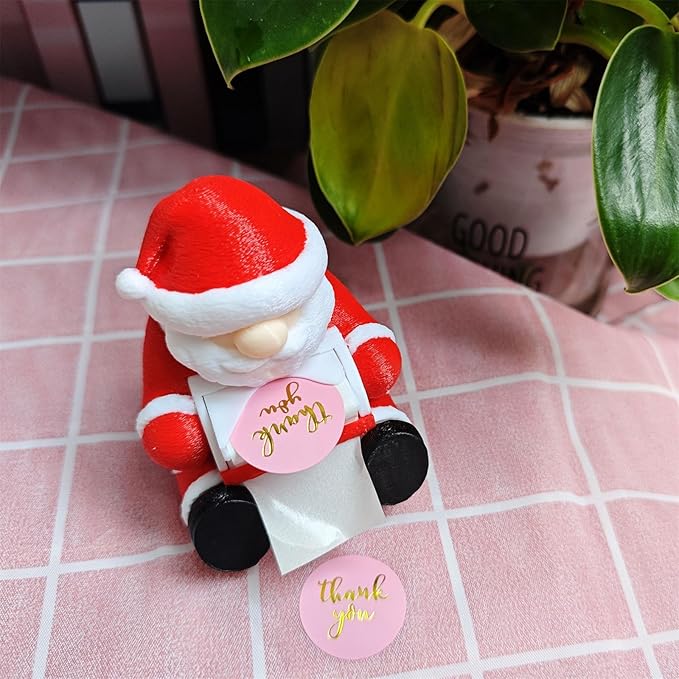 RhyNSky Christmas_Santa_Claus Postage Stamp Holder Stamp Roll Dispenser for Office Desk Accessories, No Stamps, 1.18" Core, C05