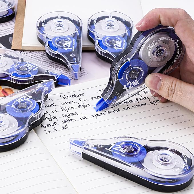 Correction Tape, 10 Pack Correction Tape Easy To Use Applicator for Instant Corrections, 39 ft Each for Study Supplies and Office Products (Blue)