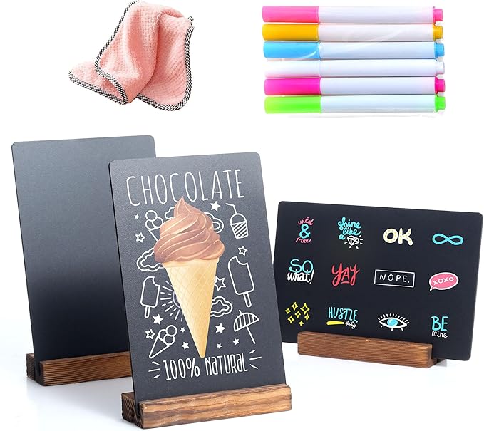 YEEON 3 Pack 5x7 in Chalkboard Sign Small Blackboard Decorative with Wood Base
