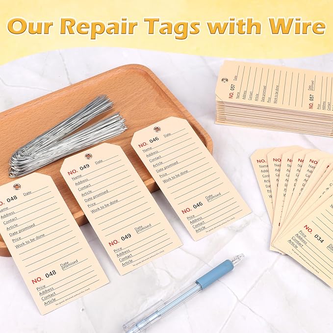 100 Pack Red Repair Tags with Wire Rope Service Repair Tags Numbered with Wire Durable 2.6 x 5.25 Inch Labels for Production Equipment Maintenance Price Notice (100, White, 2.6x5.25in)