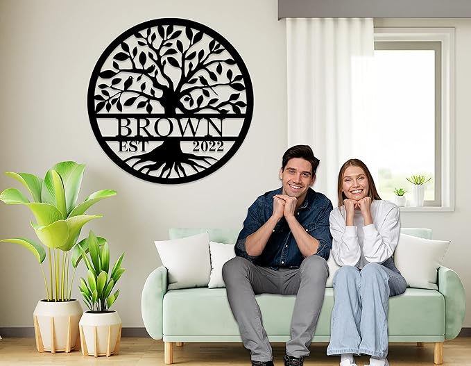Personalized Tree of Life Metal Sign, Personalized Last Name Signs, Custom Name Signs, Tree of Life Wall Decor, Family Wall Décor