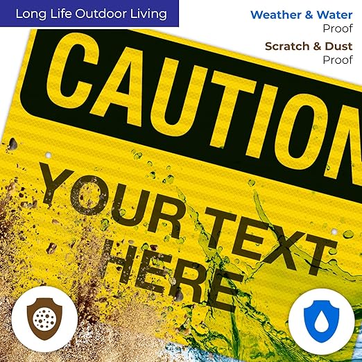 Custom Caution Sign, OSHA Sign, 18x24 Inches, 3M EGP Reflective .080 Aluminum, Fade Resistant, Indoor/Outdoor Use, Made in USA