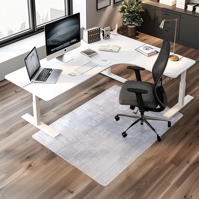 Chair Mat for Hardwood Floor, 45x53 inches Floor Mat Protector for Office Chair, Desk, Home, Frosted Pattern Rectangle Floors Protector