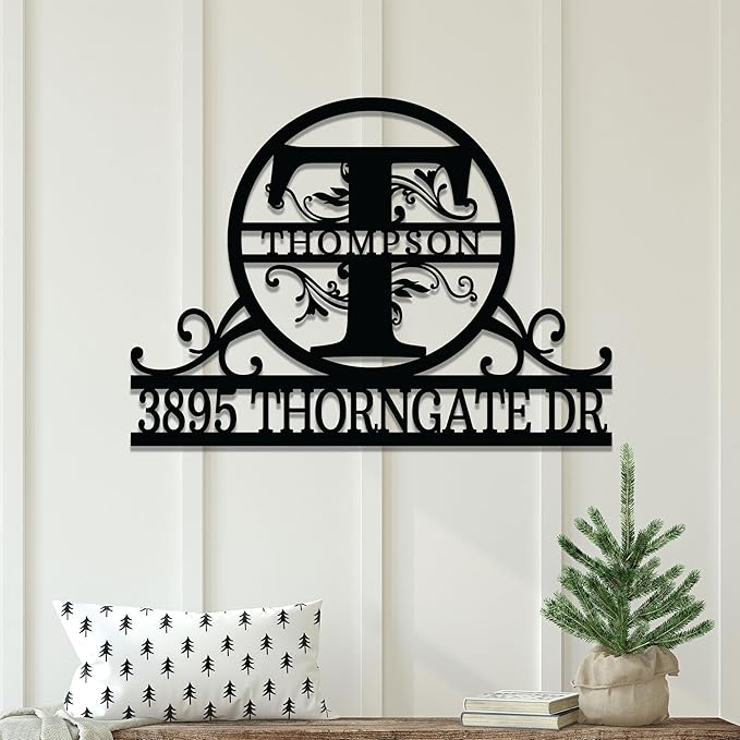 Custom Metal Signs | Personalized Monogram Name Sign | Outdoor Wall Art for Family Name | Custom Name Metal Sign with LED light, Last Name, Anniversary, Wedding Gifts for Women, Wife, Parents, couple (Design 10)
