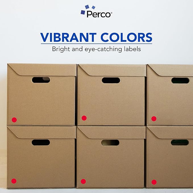 Perco Red 1-Inch Perforated Circle Dot Sticker Labels — 10 Rolls, 10,000 Round Stickers — with Permanent Adhesive for Inventory Management, Color Coding, Garage Sales, Crafts—Made in USA