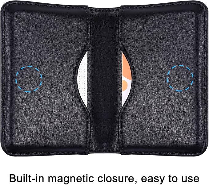 Wisdompro Business Card Holder, 2-Sided PU Leather Folio Name Card Holder Wallet Case with Magnetic Shut for Men and Women, Ultra Slim and Thin
