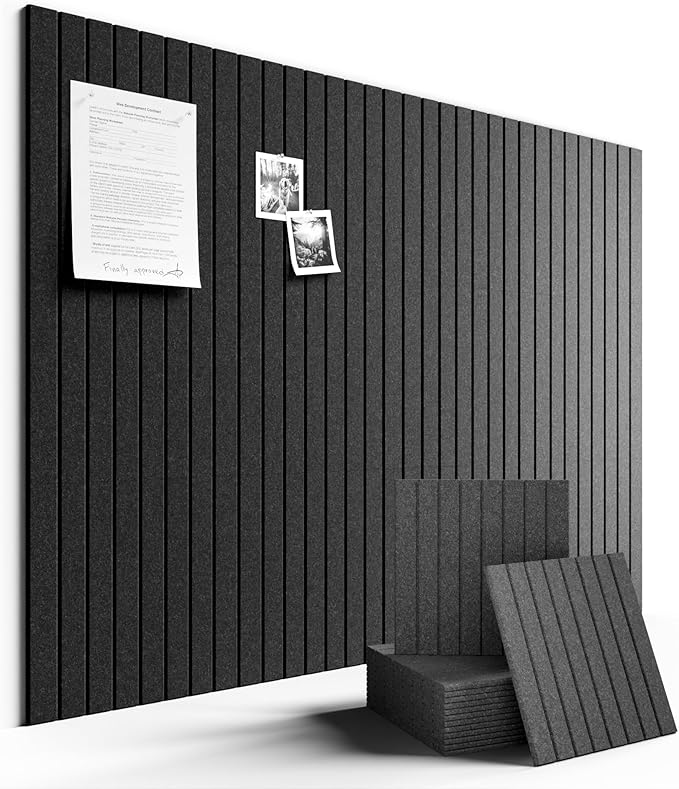 Fluxynara Large Felt Bulletin Board 48" x 36" Cork Board Alternative-12 Pack with 70 Safe Removable Adhesive Tabs, Cork Boards for Walls Cork Board for Home Office Classroom Pin Board (Charcoal Gray)