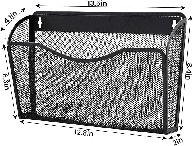Gawerk 6 Pack Wall File Organizer, Mesh Hanging Metal Vertical Wall Mounted File Holder for Office/Home
