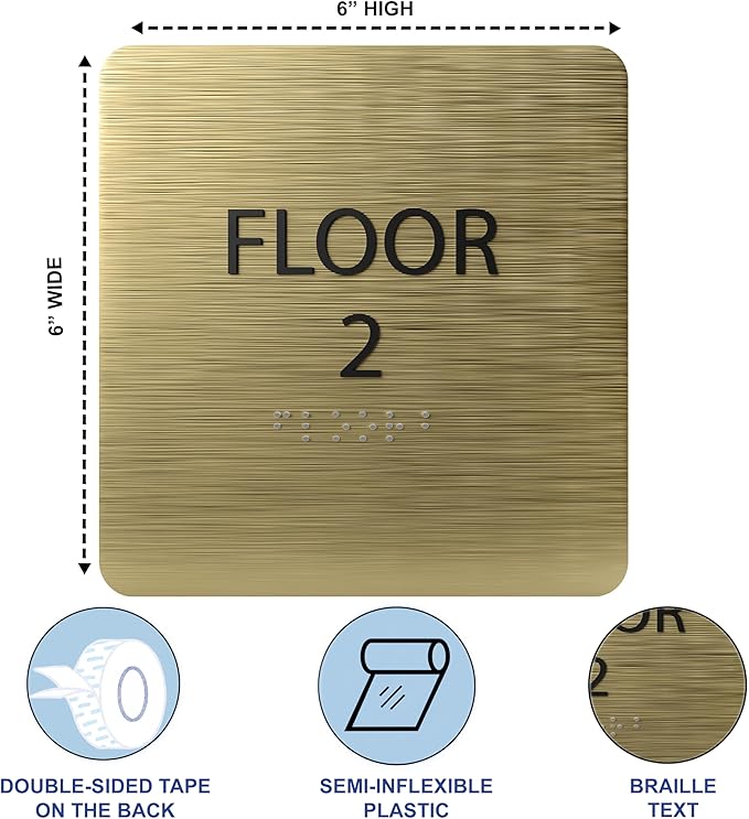 Red ADA Floor 2 Sign with Braille – Made from Durable Acrylic and Ready to Mount