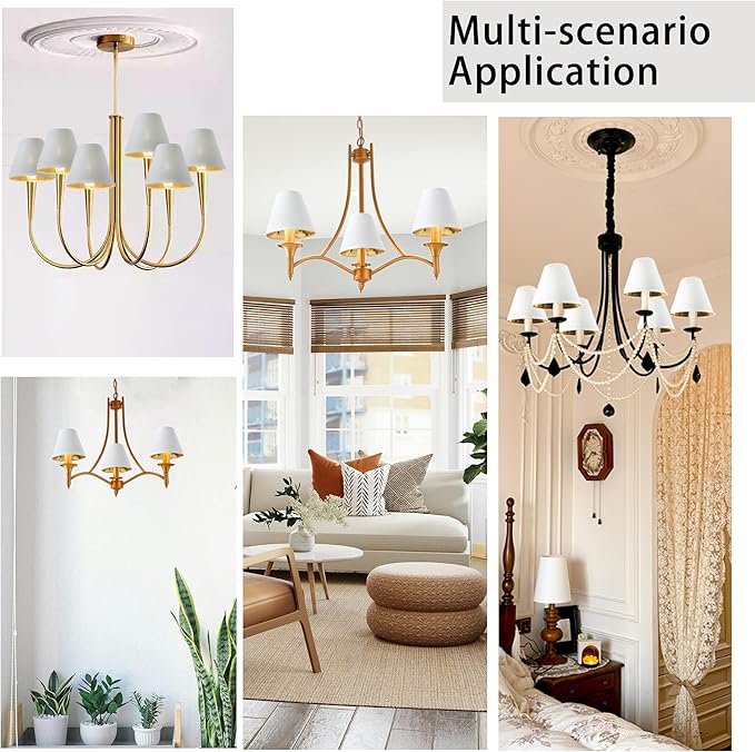 TAaMTYH small lamp shade chandelier shades set of 3，Fabric Lampshade for Wall Lamp，chandelier shades，small tadle lamps，For Cutting Edge bulbs, Clip-on Fitter Lampshade，3" X 6" X 5"