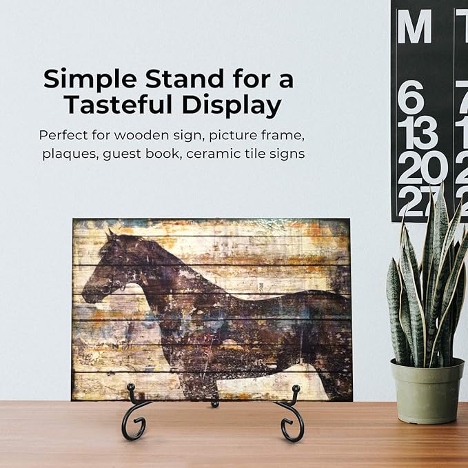 TR-LIFE 4 Pack Plate Stands for Display - 10 Inch Plate Holder Display Stand + Metal Easel Stand for Picture Frame, Decorative Plates, Book, Photo, Collectibles (4 Pack)