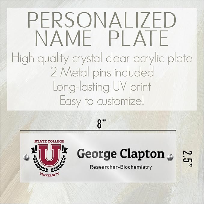 Custom Door Name Plate with Business Logo - 28 Backgrounds - Personalized Name Plate for Wall, Office Decor, Workspace Decorations
