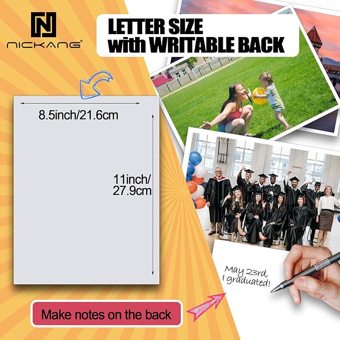NICKANG Glossy Photo Paper 8.5x11, 53 LB/200 gsm, 30 Sheets, Letter Size, Photo Paper for Inkjet Printer, Photo Printer Paper, Picture Paper
