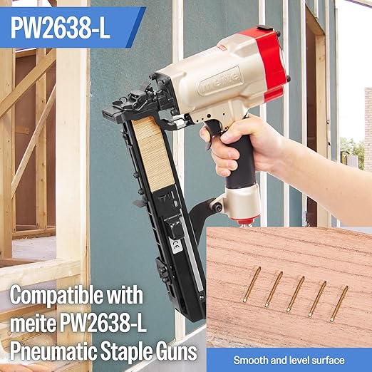 meite 16 Gauge 1-Inch Wide Crown Staples 1-1/4'' Leg, Galvanized P-Type Heavy Duty Construction Staples for Stapler Gun - Roofing Subflooring House-Wrap, Strong Holding & Tear-Resistance, 10,000 PCS