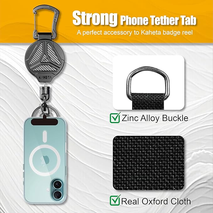 KAHETA Retractable Keychain Heavy Duty Carabiner Badge Holder Clip with Magnetic,Tactical Id Badge Reel with 32'' Steel Retractable Cord,Key Ring,Lobster Claw Clasp and Phone Tethers