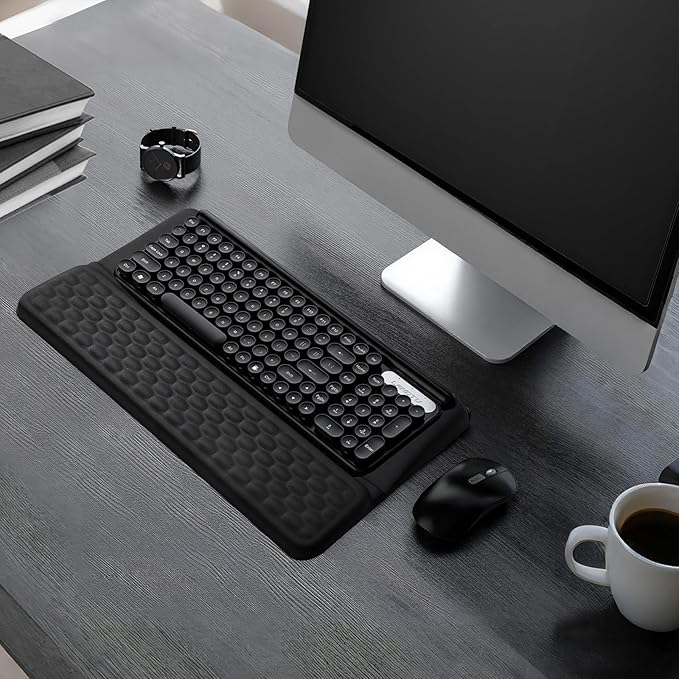 Starvortex Keyboard Stand with Wrist Rest, Ergonomic Keyboard Pad with Wrist Support, Keyboard Riser & Soft Memory Foam Cushion, 43cm Arm Rest Desk Accessories for Office,Home (Black)