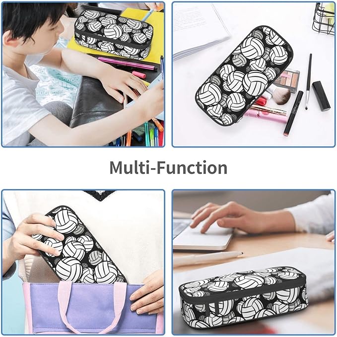 HKHEHOP Volleyball Ball Pattern Pencil Case Big Capacity Storage Pencil Pouch Stationery Bags With Zipper Portable Pen Holder Box Organizer For Boys Girls Teens Student College School Office Supplies