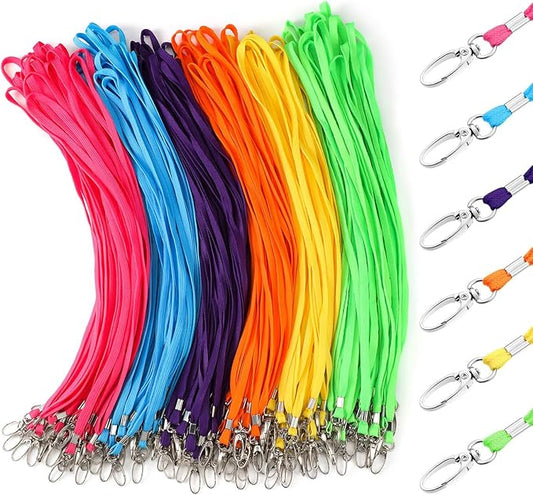 Patelai 120 Pcs Lanyards for ID Badges Neck Lanyard Bulk with Clip and Swivel Hooks Lanyard Keychain for Keys Name Tags (Multicolored)