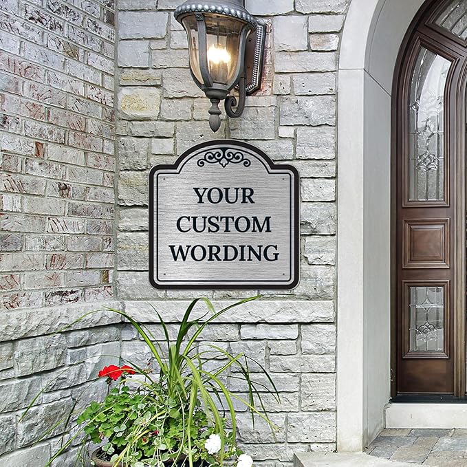 Custom Decorative Sign, Personalized Metal Sign for Business, Driveway, Home, Airbnb, Office Door Plaque, Brushed Nickel Sign, 24x24 Inches, ACM, Fade Resistant, Made in USA by Sigo Signs