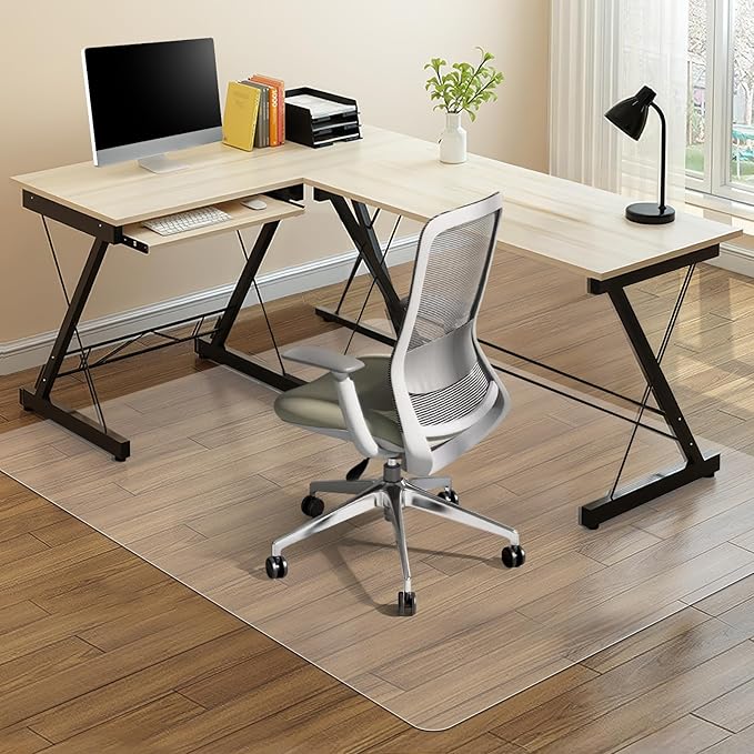 Vicwe Office Chair Mat for Hardwood Floor, 63" x 51" Large Chair Mat,Computer Chair Mats for Hardwood, Easy Glide for Chairs, Multi-Purpose Floor Protector Desk Chair Mats for Home Office