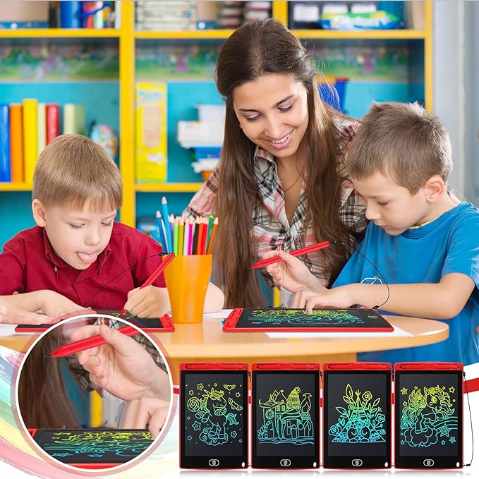 Zhehao 20 Pack LCD Writing Tablet for Kids: 8.5 Inch Colorful Drawing Doodle Boards - Reusable Erasable Doodle Board Educational Learning Toys Gifts for Toddlers Ages 3-8 Party Favors(Red,Classic)