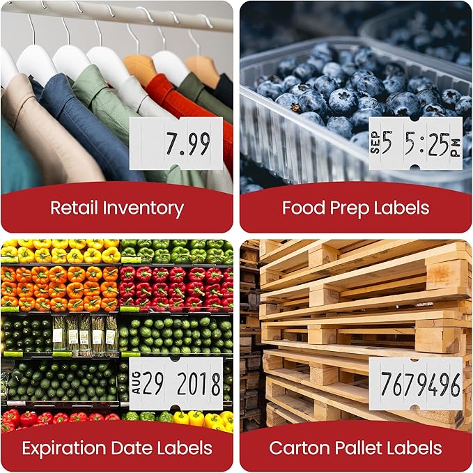 Perco Pro 1 Line Date Label Gun Kit, Includes 8 Digits Date Gun Labeler, 10,000 Plain White Labels, and Preloaded Inker