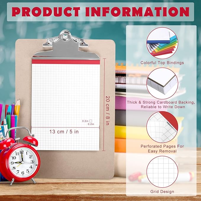 Jetec Small Graph Paper Notepad 5 x 8 Inch Mini Notebook Double Sided Memo Pads Back to School Supply Pocket Notepad Assorted Colors 50 Sheets Graph Paper Notebook(Grid(5x5),8 Pcs)