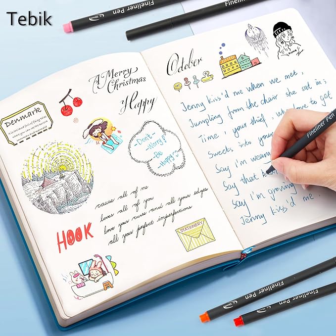 Tebik 45 Pack Planner Colored Pens, 40 Colors Pens with 5 Stencils, Fineliners for Journal Planner Note Calendar Writing Coloring, Drawing, School Office Art Supplies