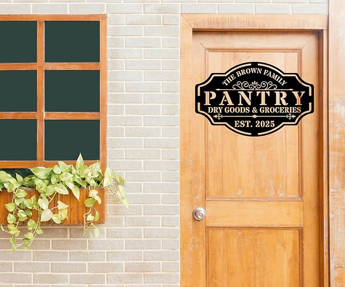 HYTSIGN Personalized Metal Farmhouse Pantry Sign, Wall Decor, Kitchen Signs, Rustic, Modern, Housewarming Gift