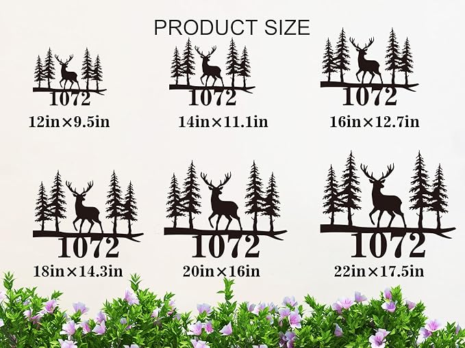 Personalized Metal Deer Address Signs for Outdoor, Custom House Number Sign, House Numbers for Outside,Address Numbers for Houses